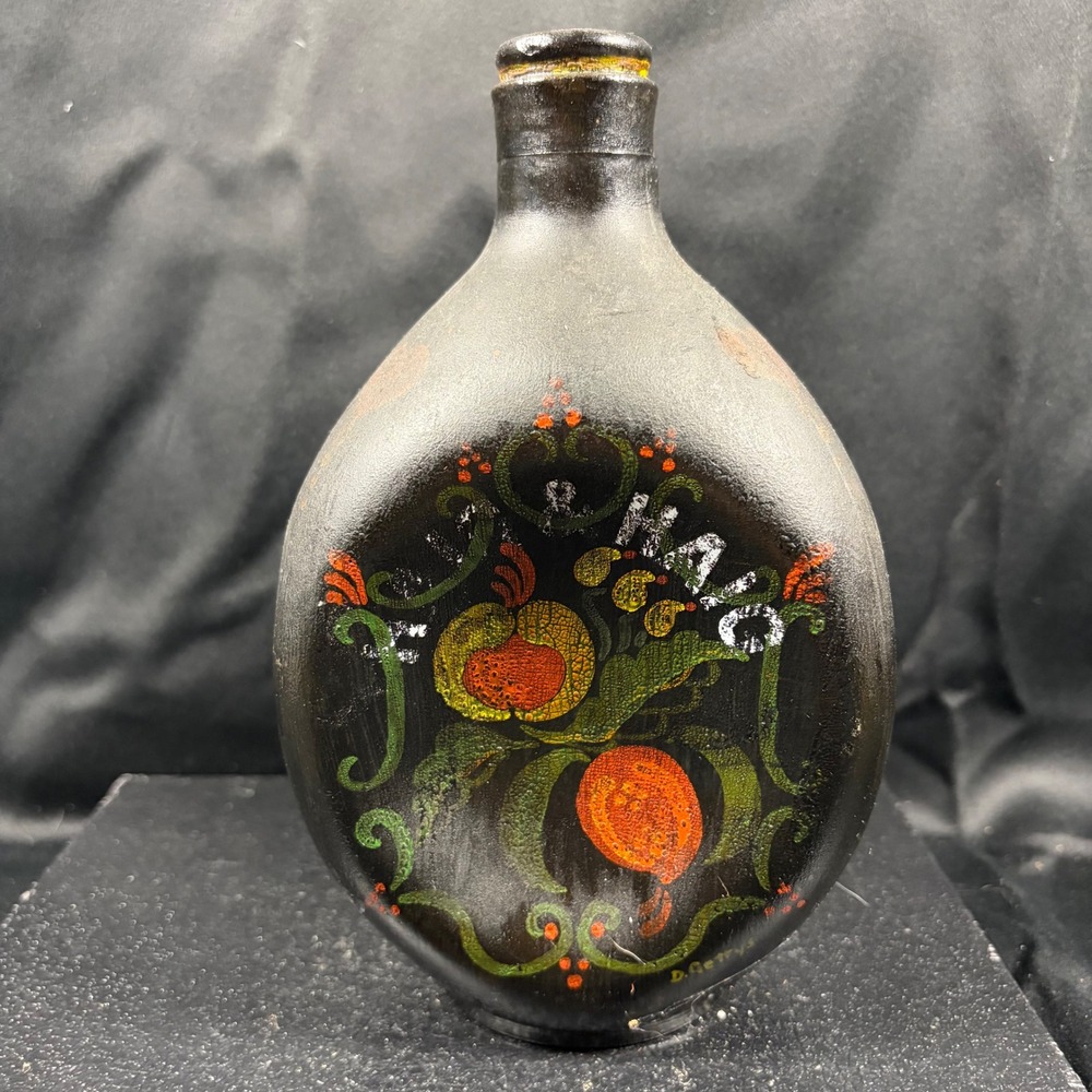 Haig & Haig Edinburgh Scotland Glass Bottle Hand Painted Folk Art D Getrys 8in
